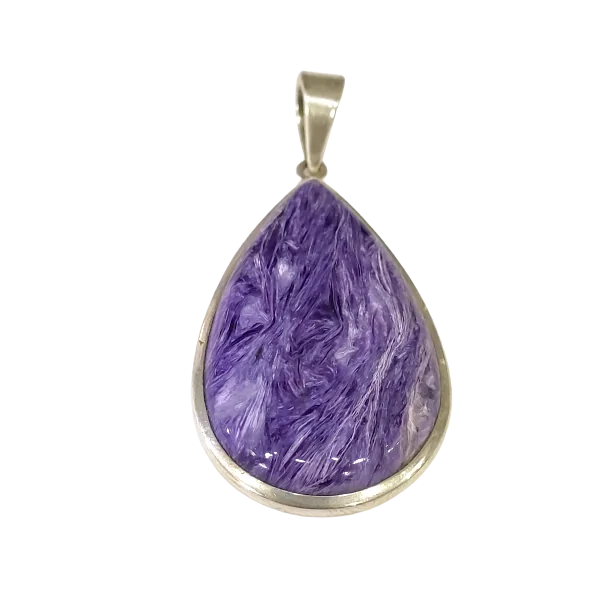 Pendentif Charoïte Serti en Argent 925 -2 | Dans les yeux de Gaïa
