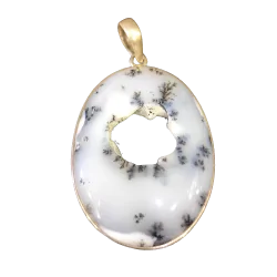Pendentif Agate Dendritique - Merlinite Serti en Argent 925 -3 | Pendentifs en Minéraux | Dans les yeux de Gaïa