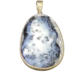 Pendentif Agate Dendritique - Merlinite Serti en Argent 925 - Photo 1 | Dans les Yeux de Gaia