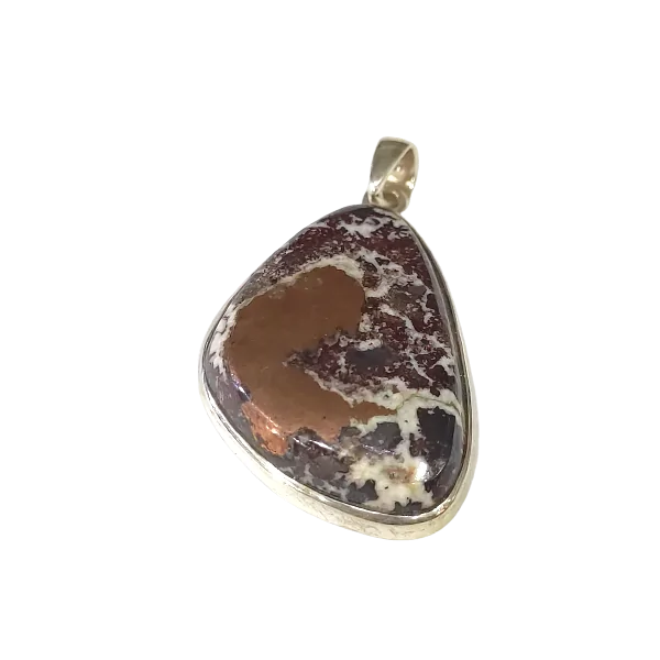 Pendentif Jaspe inclusion cuivre Serti sur Argent 925 -2 | Pendentifs en Minéraux | Dans les yeux de Gaïa