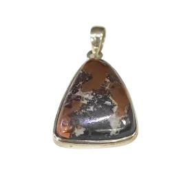 Pendentif Jaspe inclusion cuivre Serti sur Argent 925 -1| Pendentifs en Minéraux | Dans les yeux de Gaïa