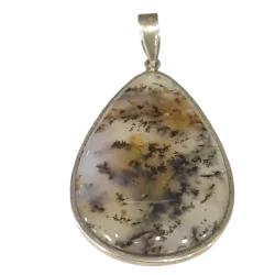 Pendentif Agate Dendritique - Merlinite Serti en Argent 925 -1 | Pendentifs en Minéraux | Dans les yeux de Gaïa