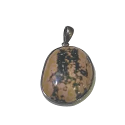 Pendentif Jaspe Serti sur Argent 925 -4| Pendentifs en Minéraux | Dans les yeux de Gaïa
