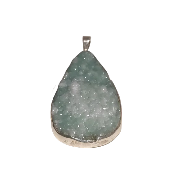 Pendentif Aigue Marine Brute serti en Argent 925 - Photo 1 | Dans les Yeux de Gaia