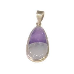 Pendentif en Améthyste et Calcite serti en Argent 925 - Photo 1 | Dans les Yeux de Gaia