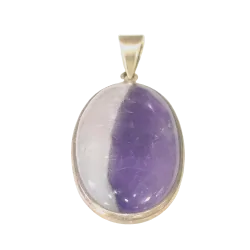 Pendentif en Améthyste et Calcite serti en Argent 925 -1 | Dans les yeux de Gaïa