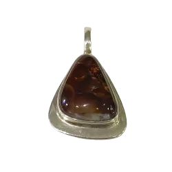 Pendentif en Opale de Feu serti en Argent 925 -1 | Pendentifs en Minéraux | Dans les yeux de Gaïa