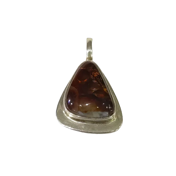 Pendentif en Opale de Feu serti en Argent 925 -1 | Pendentifs en Minéraux | Dans les yeux de Gaïa