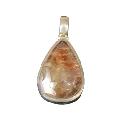 Pendentif en Lodolite serti argent 925 | Pendentifs en Minéraux | Dans les yeux de Gaïa