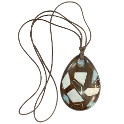 Collier Larimar Nacre et Bois sur Cordon Réglable - 1 | Dans les Yeux de Gaia