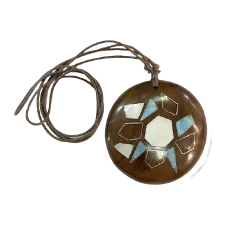 Collier Larimar Nacre et Bois sur Cordon Réglable | Dans les yeux de Gaïa
