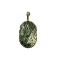 Pendentif en Séraphinite sur Argent 925 -2 | Pendentifs en Minéraux | Dans les yeux de Gaïa