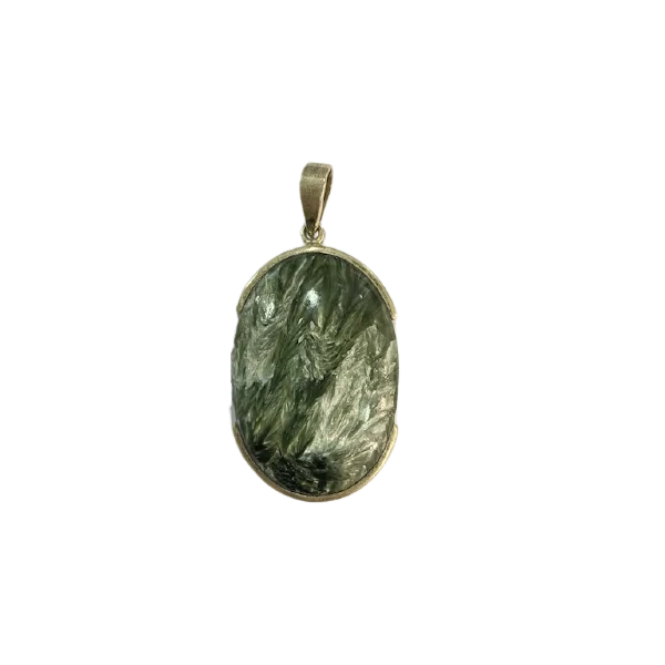 Pendentif en Séraphinite sur Argent 925 -2 | Pendentifs en Minéraux | Dans les yeux de Gaïa