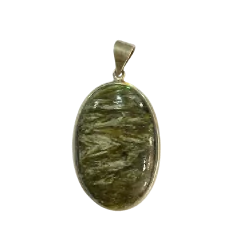 Pendentif en Séraphinite sur Argent 925 -1| Pendentifs en Minéraux | Dans les yeux de Gaïa