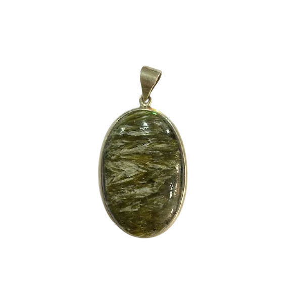 Pendentif en Séraphinite sur Argent 925 -1| Pendentifs en Minéraux | Dans les yeux de Gaïa