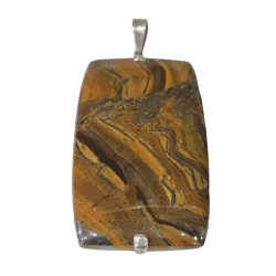 Pendentif en Oeil de Tigre serti en Argent 925 - Photo 1 | Dans les Yeux de Gaia