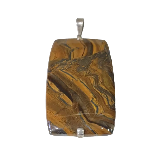 Pendentif en Oeil de Tigre serti en Argent 925 - Photo 1 | Dans les Yeux de Gaia