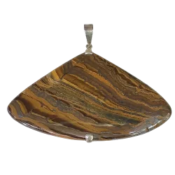 Pendentif en Oeil de Tigre serti en Argent 925 -1 | Lithothérapie
