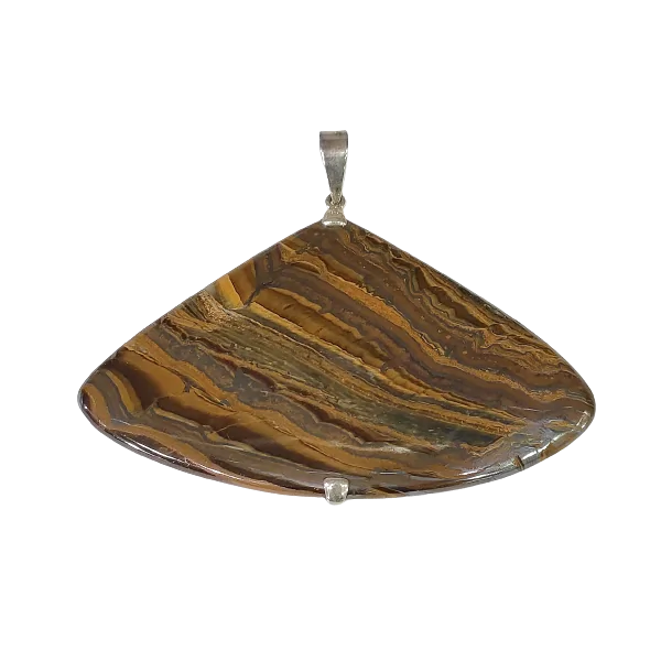 Pendentif en Oeil de Tigre serti en Argent 925 -1 | Lithothérapie