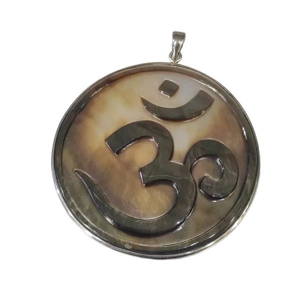 Pendentif Aûm en argent et nacre -2| Pendentifs en Minéraux | Dans les yeux de Gaïa