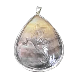 1 - Pendentif Salamandre en argent et nacre | Dans les Yeux de Gaia