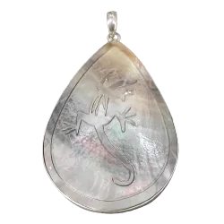 Pendentif Salamandre en argent et nacre -3| Pendentifs en Minéraux | Dans les yeux de Gaïa