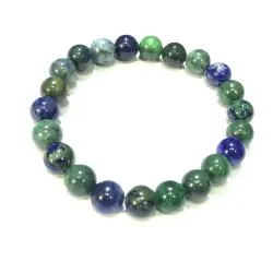 Bracelet Azurite Malachite perles rondes 8mm | Dans les yeux de Gaïa