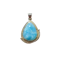 Pendentif Larimar Serti sur Argent -4 | Pendentifs en Minéraux | Dans les yeux de Gaïa