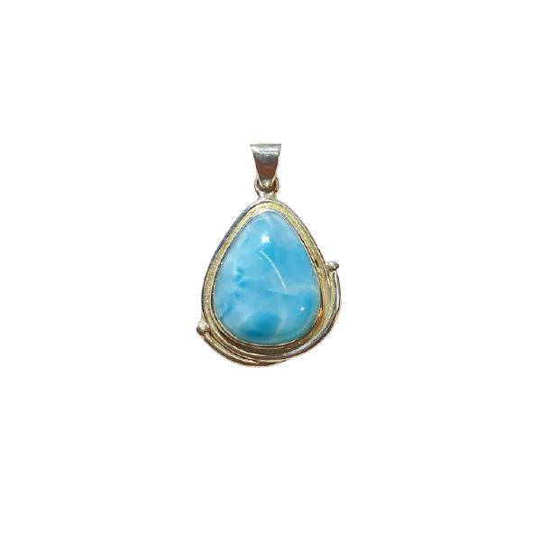 Pendentif Larimar Serti sur Argent -4 | Pendentifs en Minéraux | Dans les yeux de Gaïa
