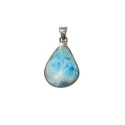 Pendentif Larimar Serti sur Argent -2| Pendentifs en Minéraux | Dans les yeux de Gaïa