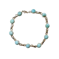 Bracelet en Larimar Serti sur Argent | Bracelets en Pierres | Dans les yeux de Gaïa