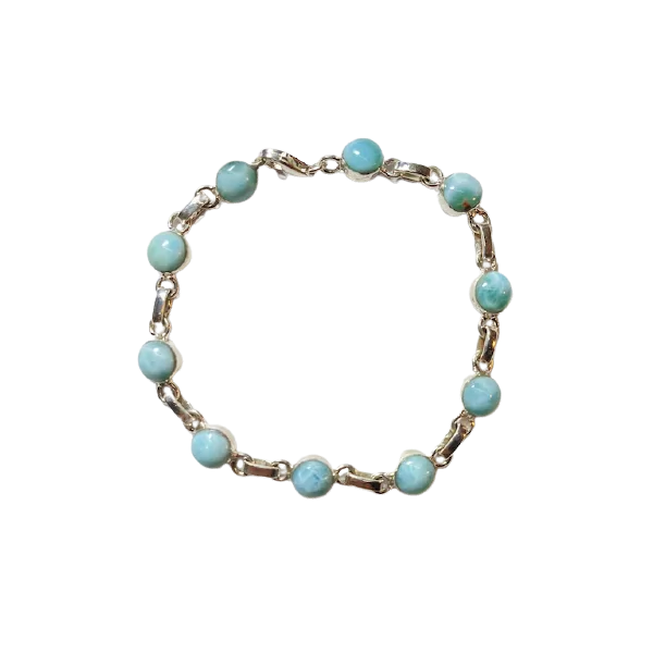 Bracelet en Larimar Serti sur Argent | Bracelets en Pierres | Dans les yeux de Gaïa