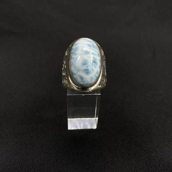 Bague Larimar en Argent -1 | Bagues en Minéraux | Dans les yeux de Gaïa