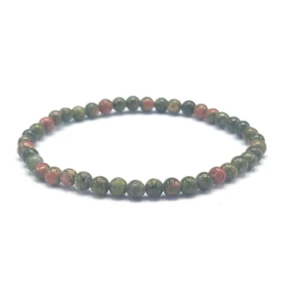 Bracelet Unakite perle ronde 4mm | Bracelets en Pierres | Dans les yeux de Gaïa