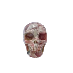 crâne en rhodochrosite, vue de face | Dans les Yeux de Gaia