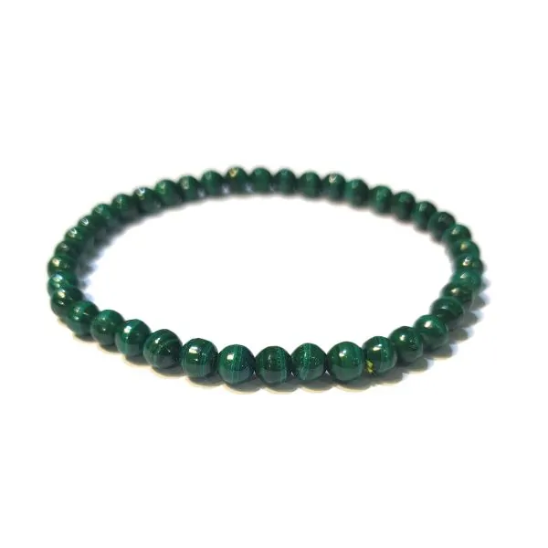 Bracelet Malachite perle ronde 4mm - Minéraux | Dans les yeux de Gaïa