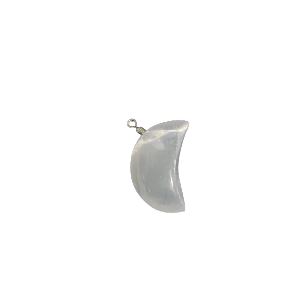 Pendentif demi-Lune en sélénite | Pendentifs en Minéraux | Dans les yeux de Gaïa