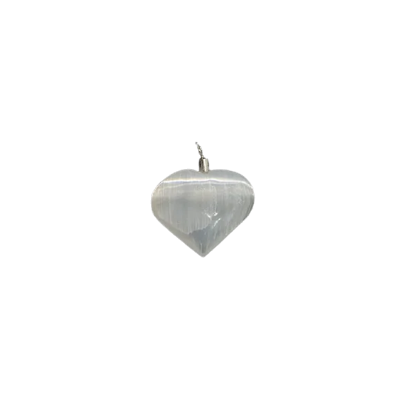 Pendentif Coeur en sélénite | Pendentifs en Minéraux | Dans les yeux de Gaïa