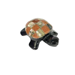 Tortue en Obsidienne, Nacre...