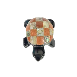 Tortue en Obsidienne, Nacre et Pierre de Soleil de Synthèse - Photo 1 | Dans les Yeux de Gaia