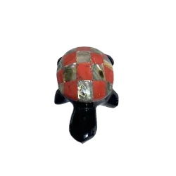 Tortue en Obsidienne et Nacre -2 - Figurine | Dans les yeux de Gaïa