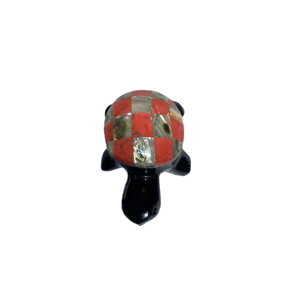 Tortue en Obsidienne et Nacre -2 - Figurine | Dans les yeux de Gaïa