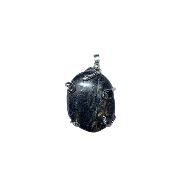 Pendentif Astrophyllite Serti Sur Métal Argenté | Dans les yeux de Gaïa