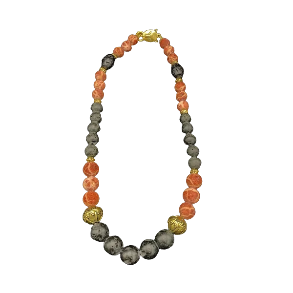 Collier en Corail Gorgone et Pierre de Lave | Dans les yeux de Gaïa