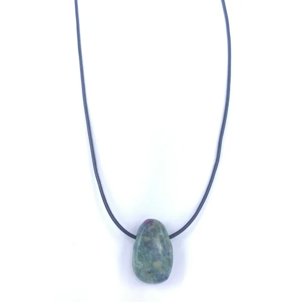 Pendentif Cabochon Rubis-Zoïsite - Lithothérapie |Dans les Yeux de Gaïa