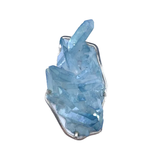 Photo 1 - Pendentif Aqua-Aura sertie sur Argent 925 | Dans les Yeux de Gaia