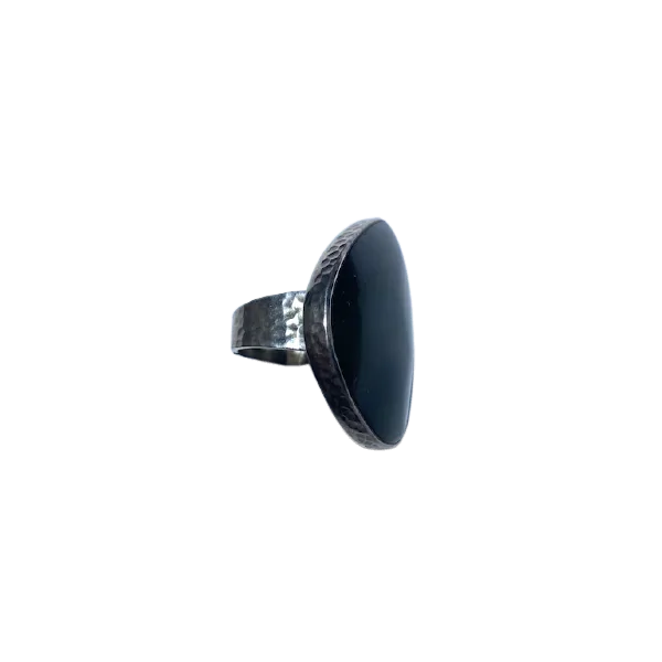 Bague Obsidienne Oeil Céleste en Argent 925 -2 | Dans les yeux de Gaïa