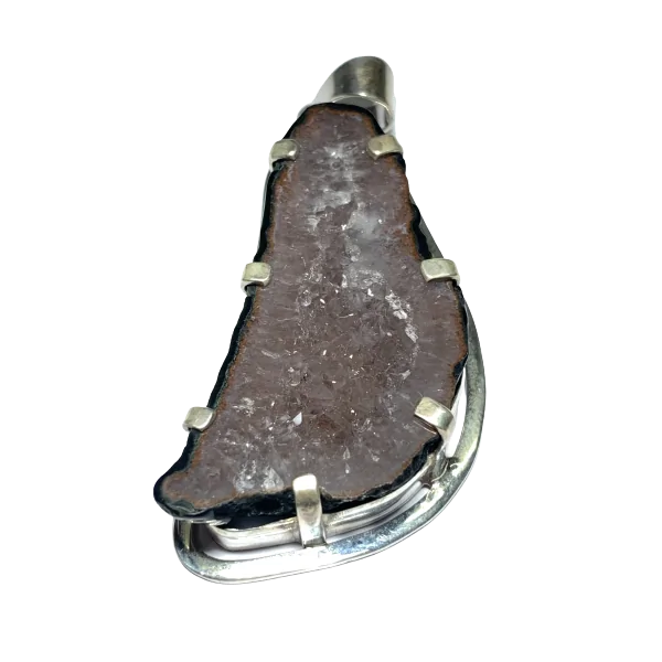 Pendentif en Géode d'Agate monté sur argent massif | Pendentifs en Minéraux | Dans les yeux de Gaïa
