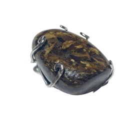 Pendentif Bronzite Serti sur Métal Argenté -3 | Dans les yeux de Gaïa