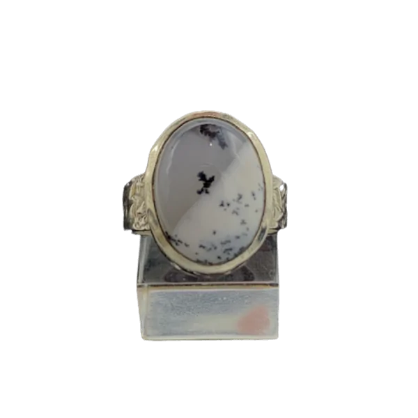 Bague Agate Dendritique / Merlinite sertie sur Argent 925 -1| Minéraux